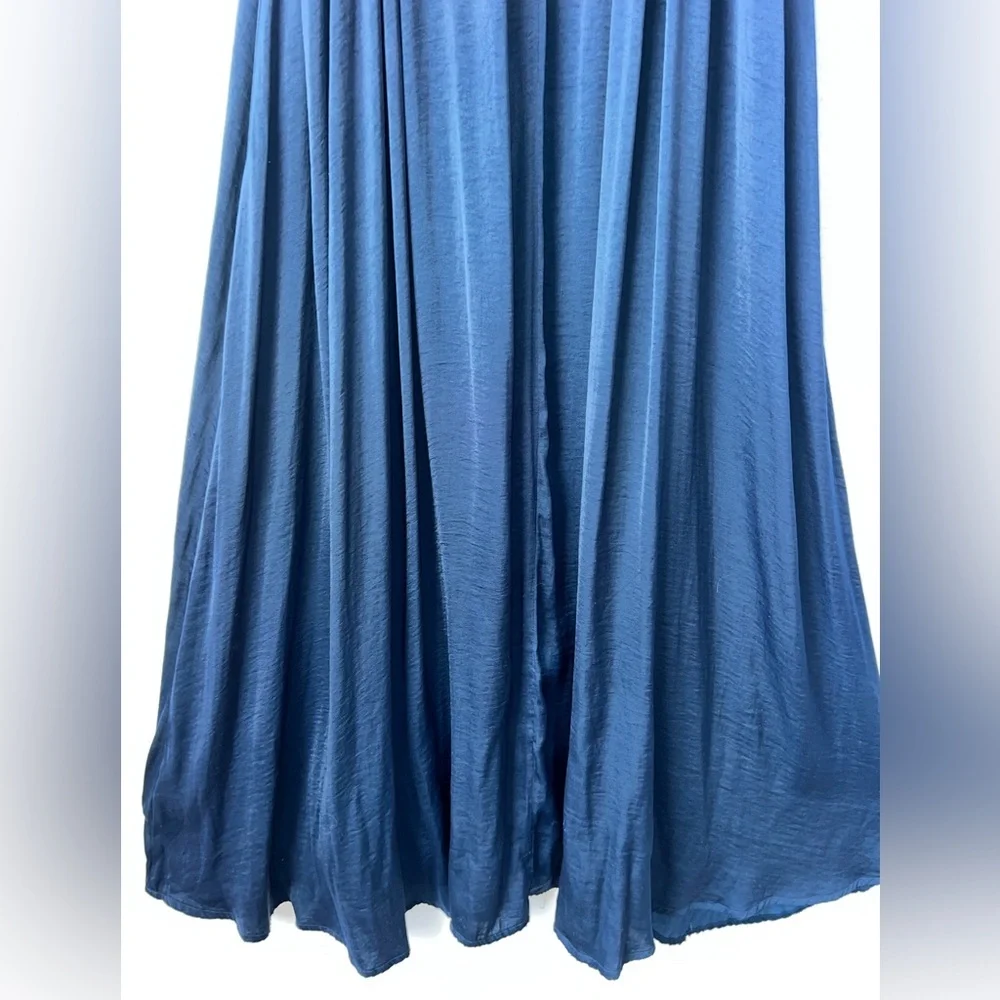 Abercrombie & Fitch Maxi Navy Satin Dress S Navy Spaghetti Strap‎ Sun Dress